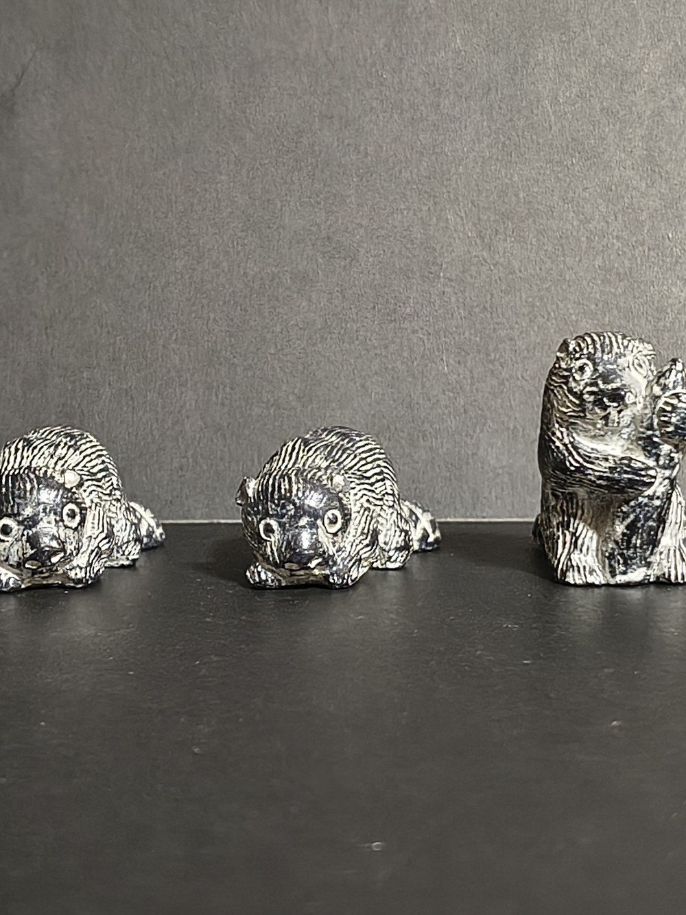 3 VTG Hand Carved BEAVER Figurines Soapstone The WOLF SCULPTURES Original Canada